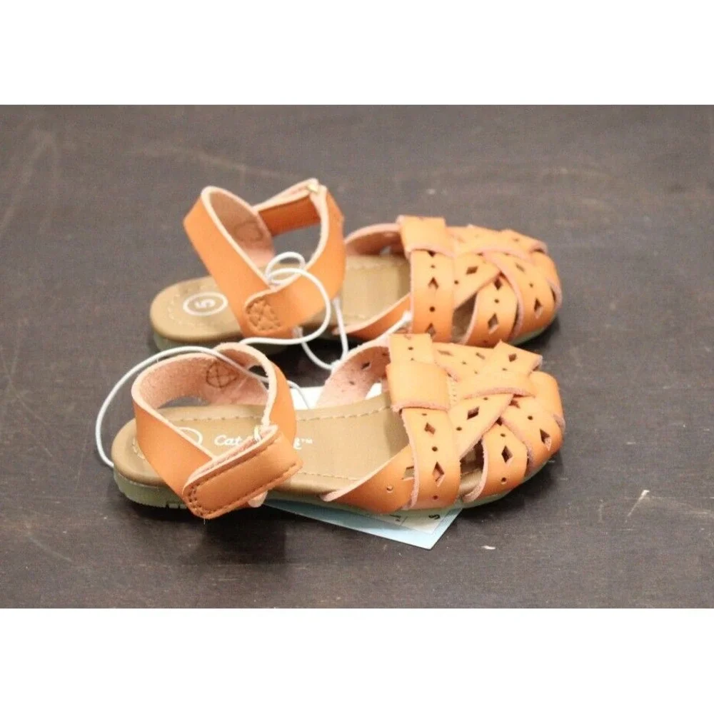 Cat Jack Orange Gladiator Sandals Toddler‎ Girls Size 5 Hook Loop Closure